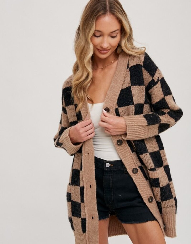 Bluivy Checkered Sweater Cardigan