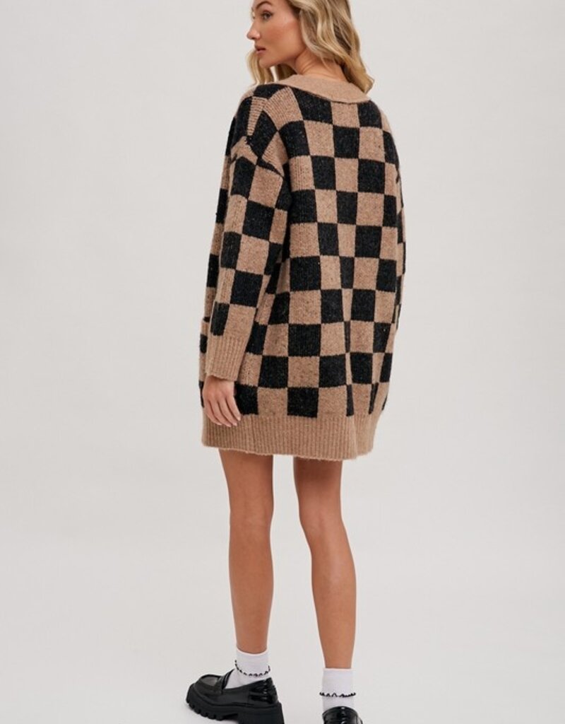 Bluivy Checkered Sweater Cardigan
