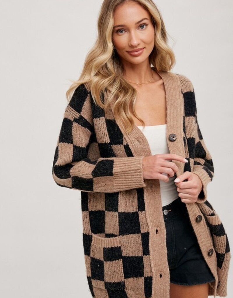 Bluivy Checkered Sweater Cardigan
