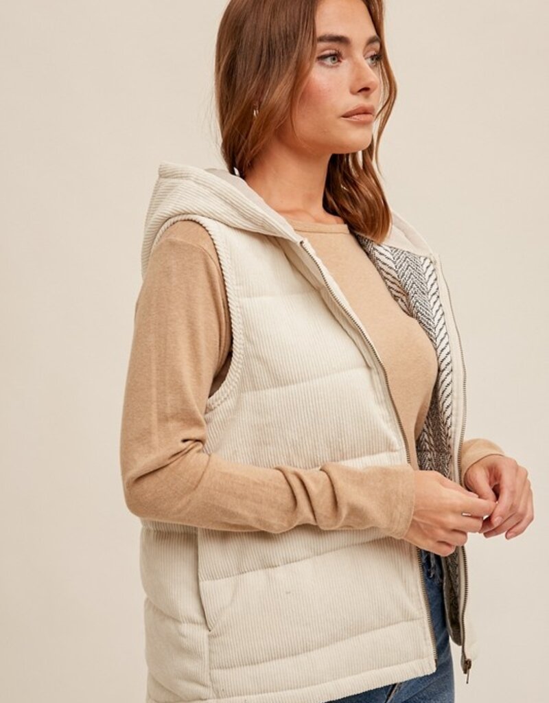 509 Broadway Quilted Corduroy Hooded Vest