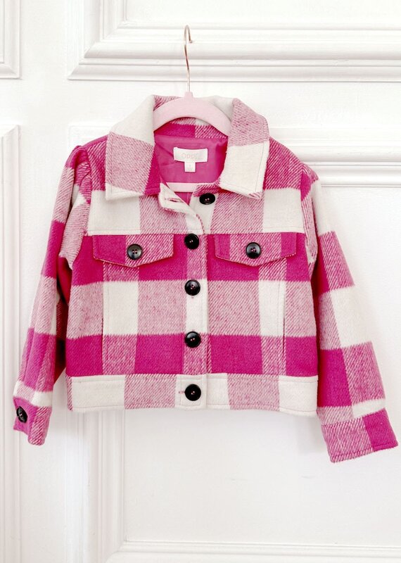 509 Broadway Girls Collar Checkered Jacket