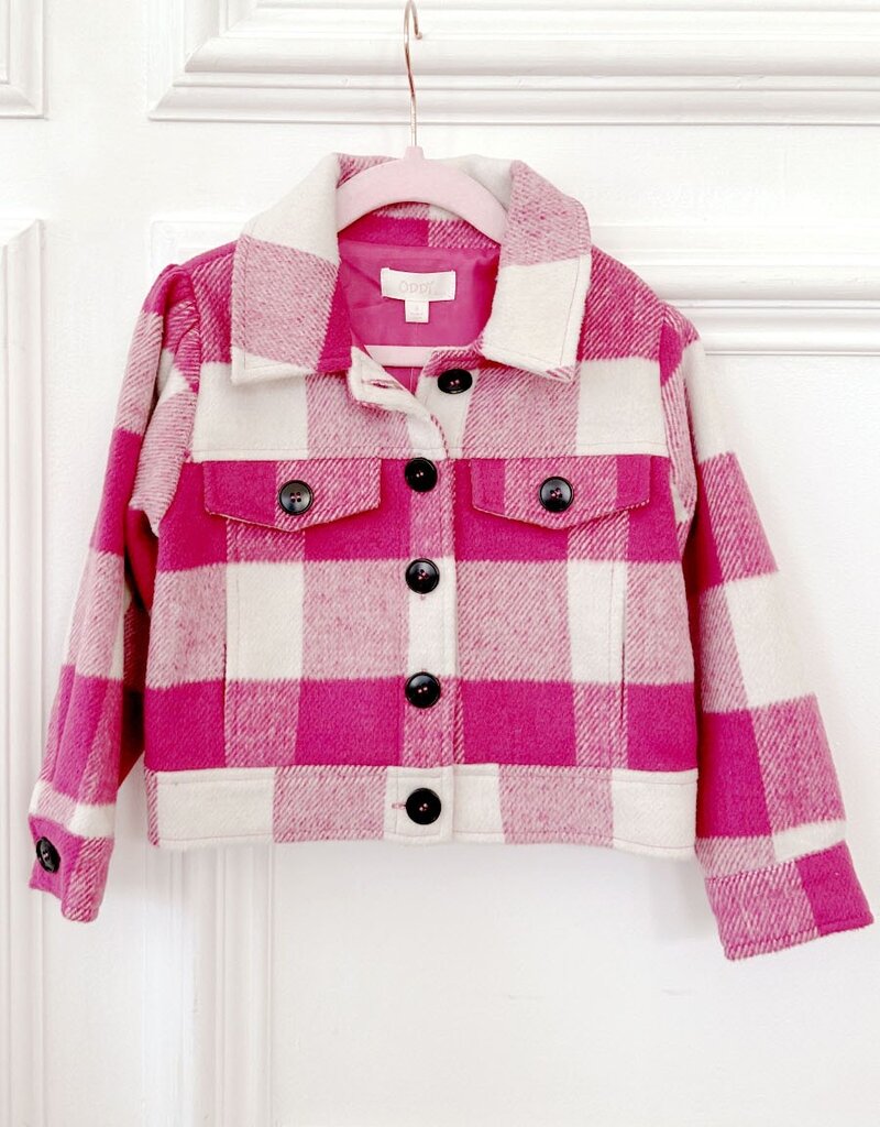509 Broadway Girls Collar Checkered Jacket