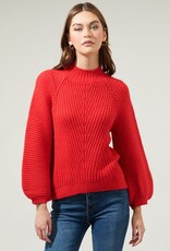 509 Broadway Mariela Mock Neck Chunky Knit Sweater