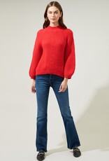 509 Broadway Mariela Mock Neck Chunky Knit Sweater