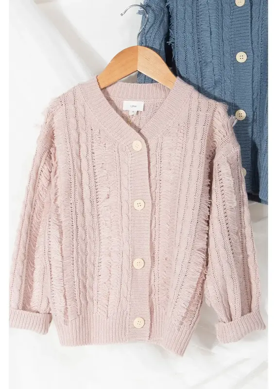 509 Broadway Girls Twist Knitting Fringe Cardi