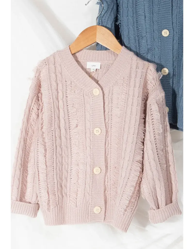 509 Broadway Girls Twist Knitting Fringe Cardi