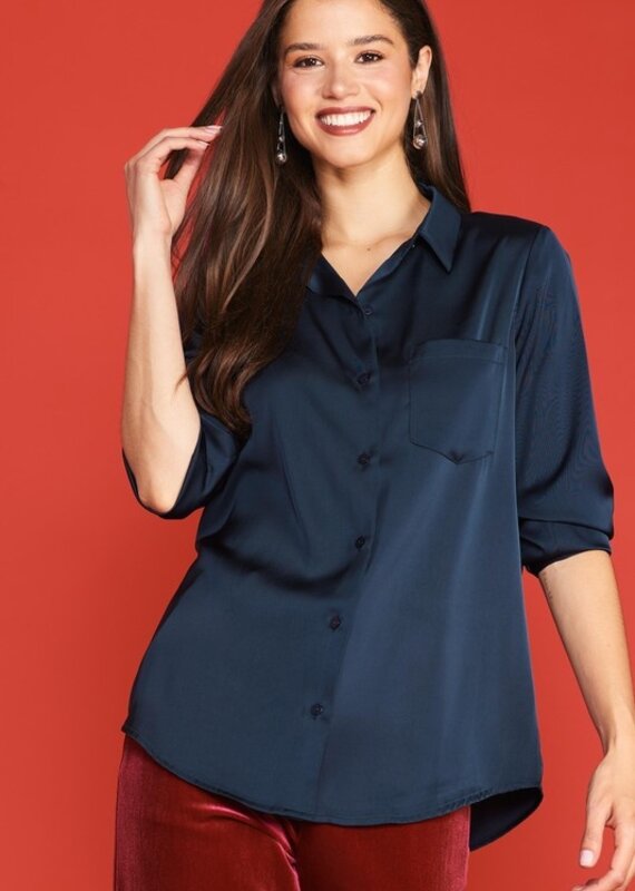 509 Broadway Satin Button Down Shirt