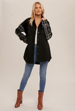 509 Broadway Plaid Tweed Contrast Shacket