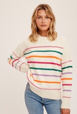 509 Broadway Funnel Neck Stripe Sweater