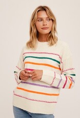 509 Broadway Funnel Neck Stripe Sweater