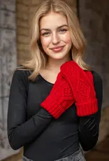 509 Broadway Red Cable Knit Mittens