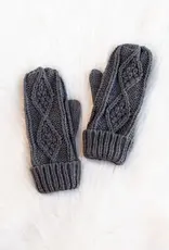 509 Broadway Dark Grey Cable Knit Mittens