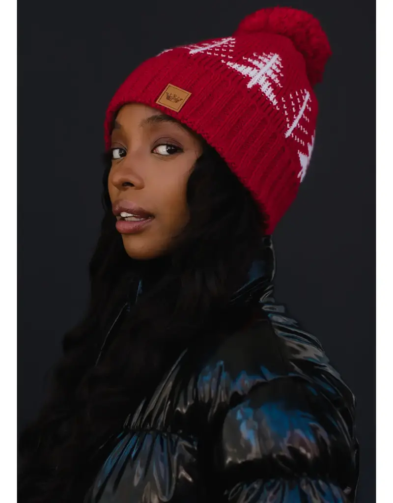 509 Broadway Red w/ Trees Pom Hat