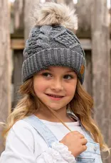 509 Broadway Kids Cable Knit Pom Hat