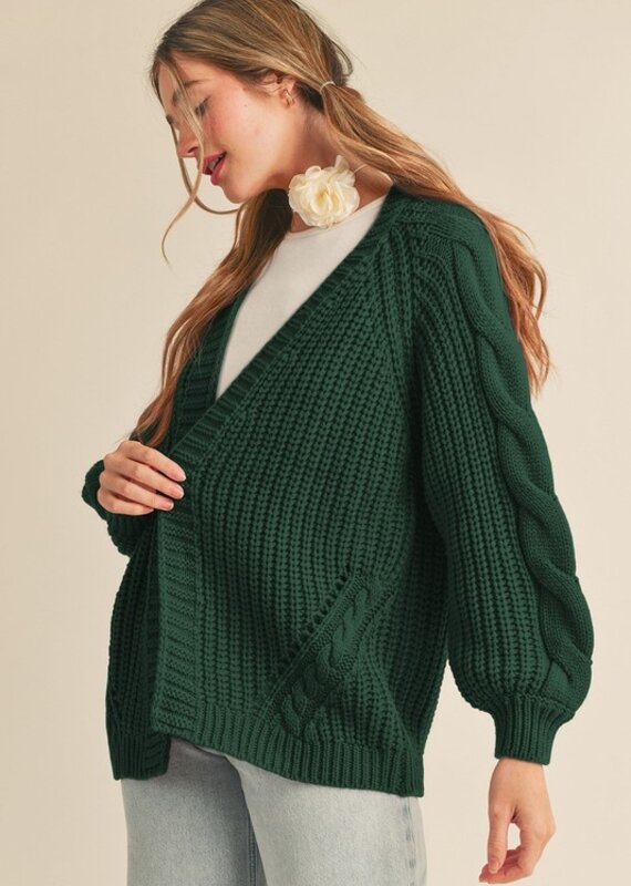 509 Broadway Cable Knit Long Sleeve Sweater Cardigan