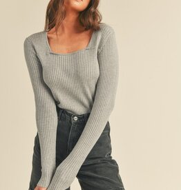 509 Broadway Square Neck Ribbed Sweater