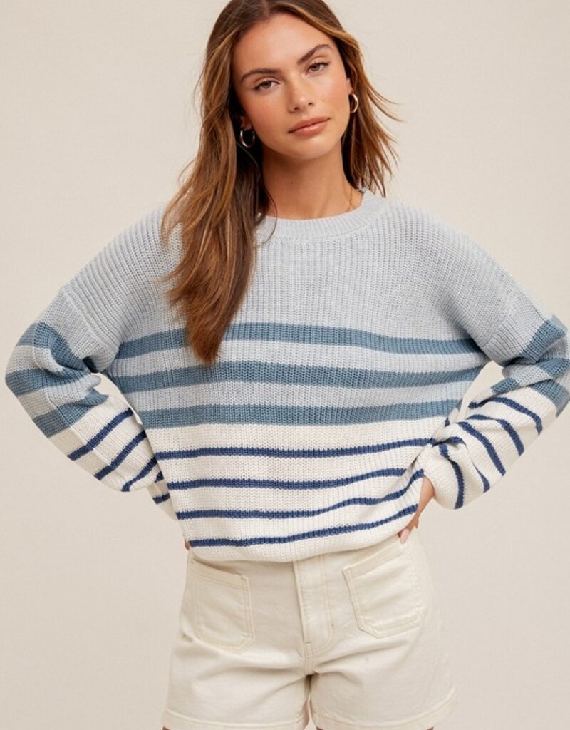 509 Broadway Color Block Striped Sweater