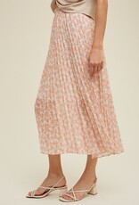 509 Broadway Floral Pleated Midi Skirt