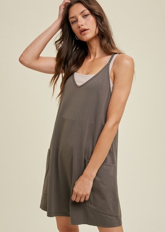 509 Broadway Washed Knit Romper With Pockets