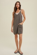 509 Broadway Washed Knit Romper With Pockets
