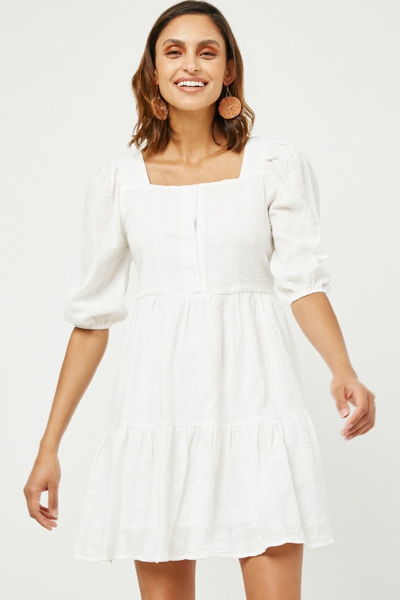 Square Neck Tie Shoulder Dress main image 1