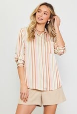 509 Broadway Striped Long Sleeve Button Down
