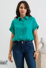 509 Broadway Mid Button Down Cuffed SS Top