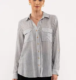 509 Broadway Striped Lightweight Woven Top