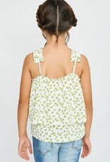 509 Broadway Girls Floral Pleated Strap Tank