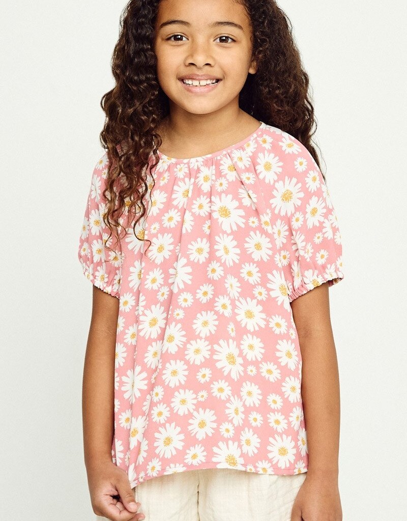 509 Broadway Girls Floral Round Neck Top