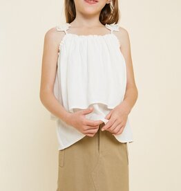 509 Broadway Girls Tiered Pleated Strap Tank