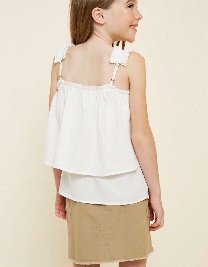 509 Broadway Girls Tiered Pleated Strap Tank