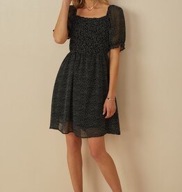 509 Broadway Puff Sleeve Square Neck Mini Dress