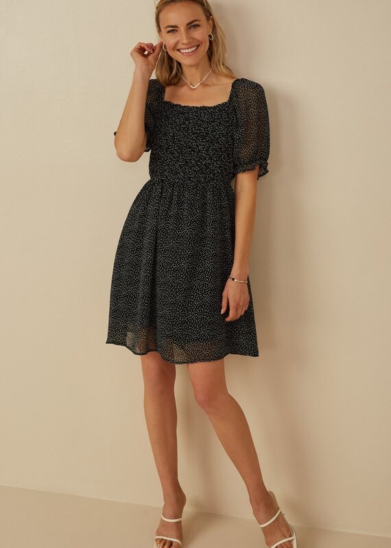 509 Broadway Puff Sleeve Square Neck Mini Dress