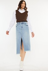 509 Broadway High Rise Denim Midi Skirt