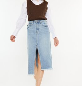 509 Broadway High Rise Denim Midi Skirt
