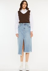 509 Broadway High Rise Denim Midi Skirt