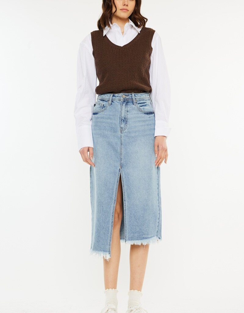 509 Broadway High Rise Denim Midi Skirt