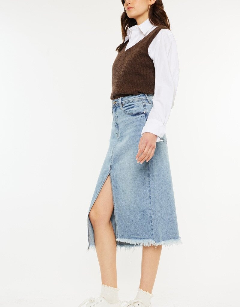 509 Broadway High Rise Denim Midi Skirt