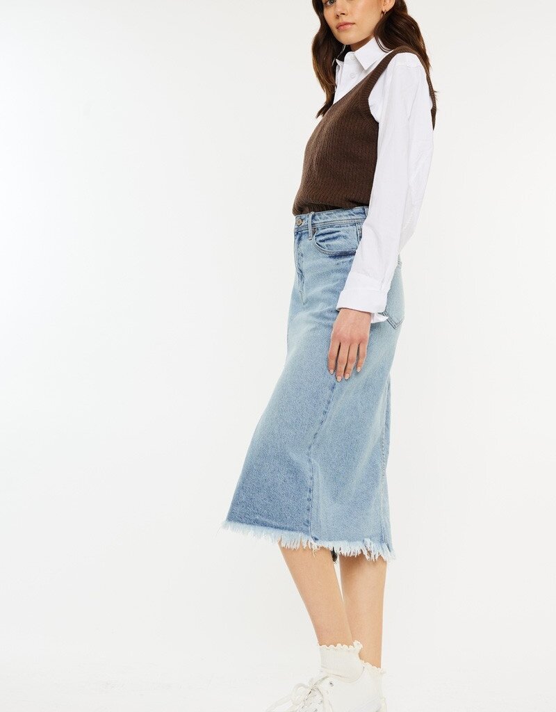 509 Broadway High Rise Denim Midi Skirt
