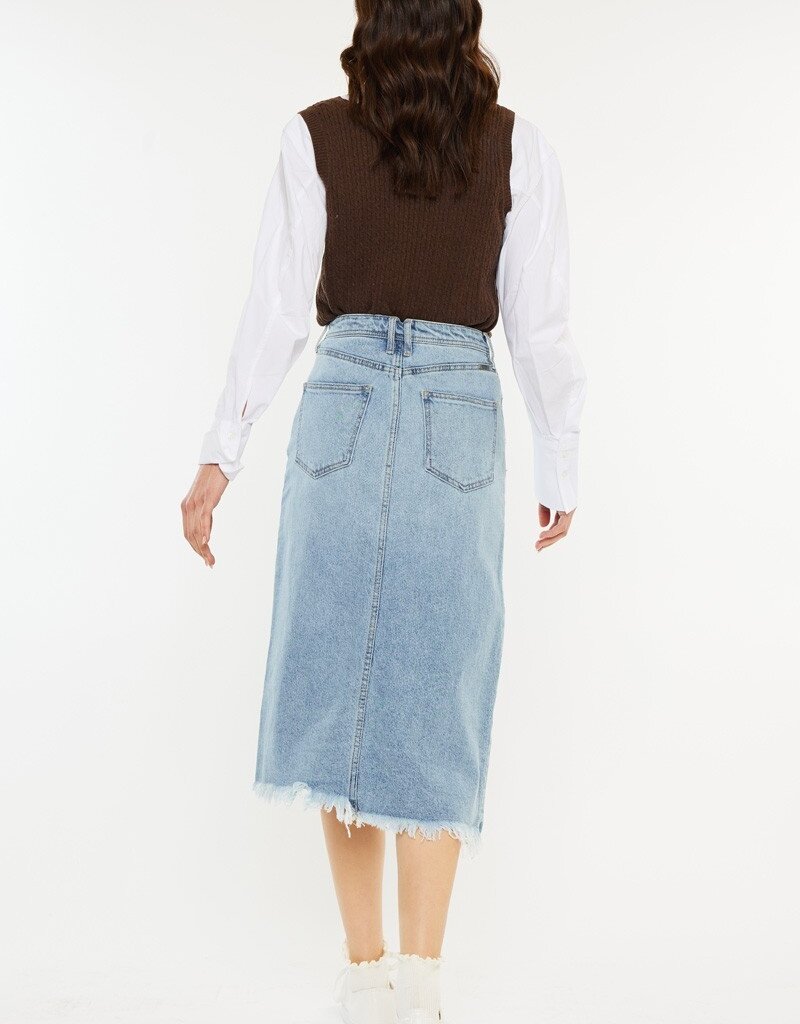 509 Broadway High Rise Denim Midi Skirt