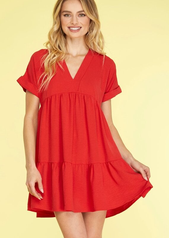 509 Broadway Drop Shoulder Sleeve V-Neck Dress