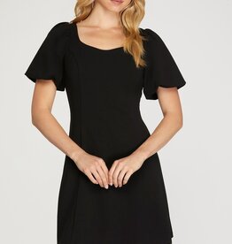 509 Broadway Puff Sleeve Short Knit Dress