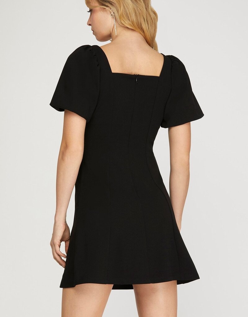 509 Broadway Puff Sleeve Short Knit Dress