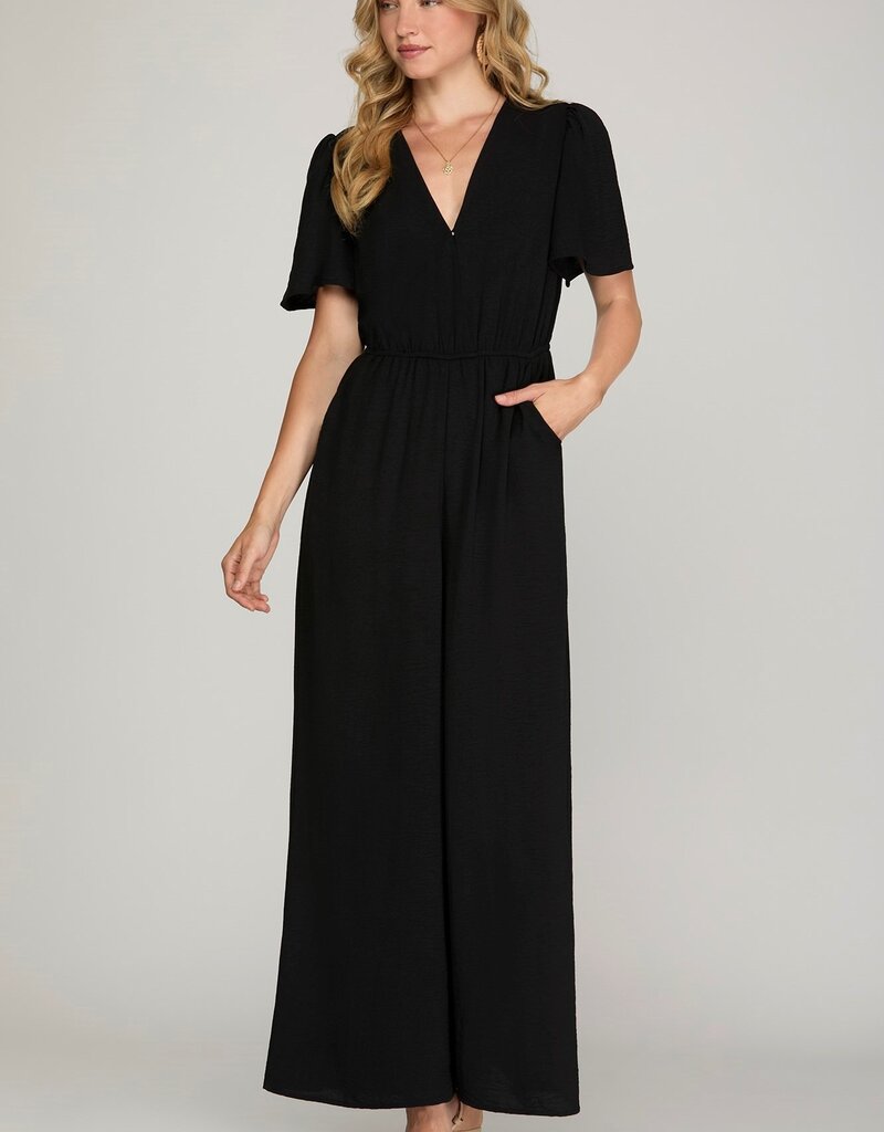 509 Broadway Wide Leg Woven Jumpsuit