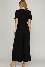 509 Broadway Wide Leg Woven Jumpsuit
