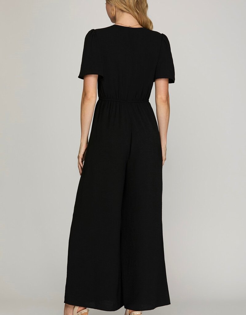 509 Broadway Wide Leg Woven Jumpsuit