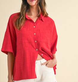 509 Broadway Stripe Texture Oversized Shirt