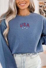 509 Broadway USA Stars Embroidered Comfort Colors Sweatshirt