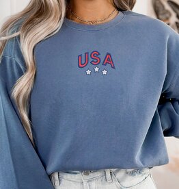 509 Broadway USA Stars Embroidered Comfort Colors Sweatshirt